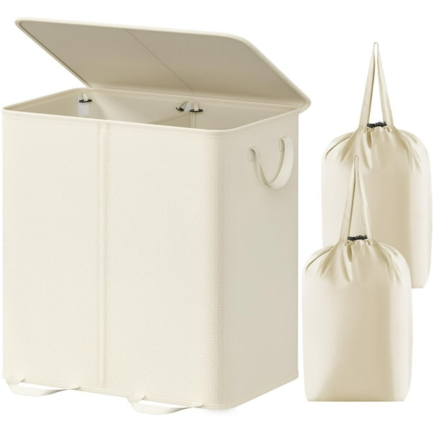 Cesto de ropa Lifewit doble con tapa y bolsas extraíbles 136 L
