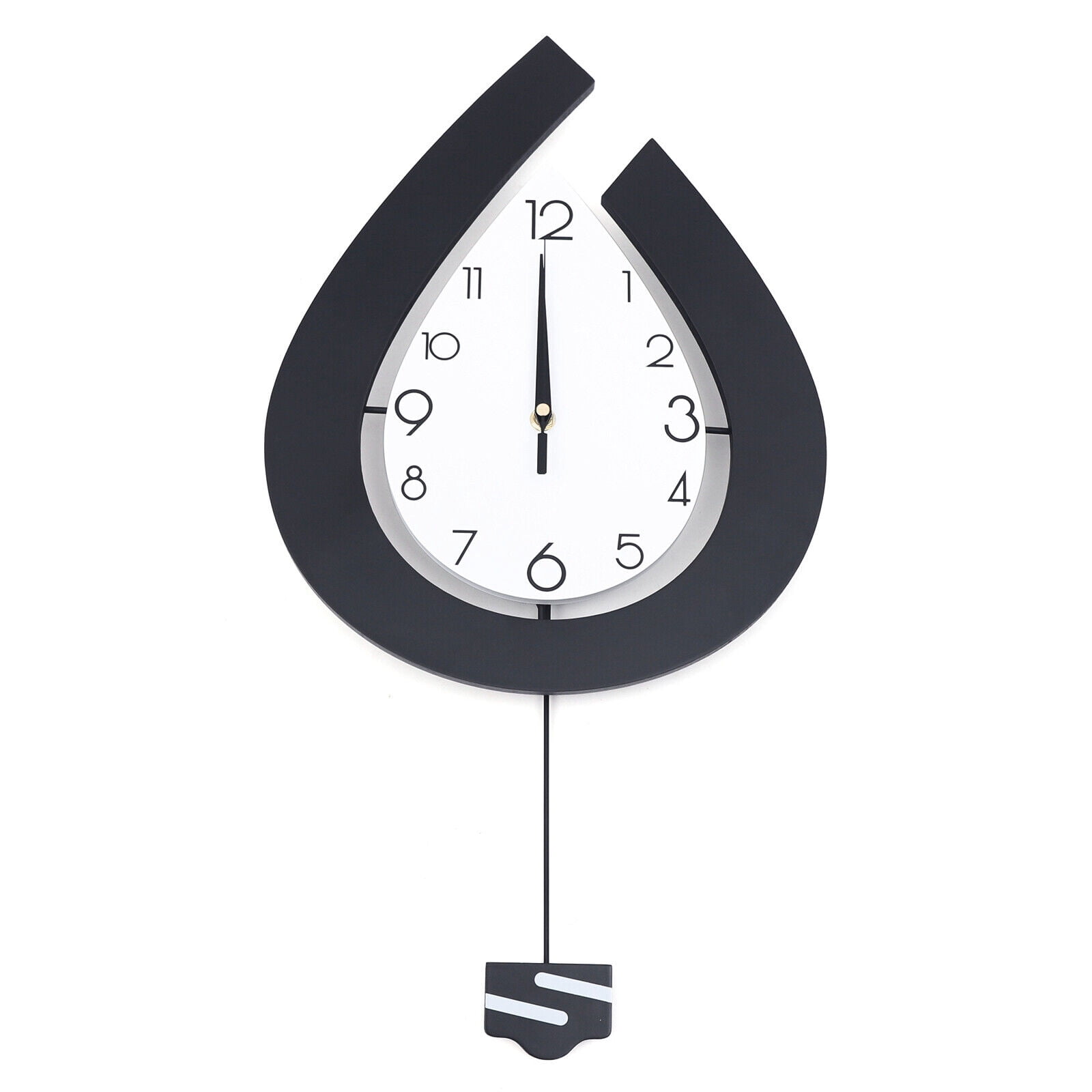 Pendulum Analog Wall Clock, Modern 11.81 x 22.44inch Large Silent Non Ticking Decorative Wall Clock for Living Room Dining Room Battery Operated