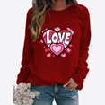 thumbnail image 2 of Amzcrzy Hauts pour Femmes Décontractés Col Rond Printemps Été Hauts Mode Imprimé Cœur d'Amour Saint-Valentin Chemises pour Femmes Classique Polyvalent Manches Longues Tee-Shirt Valentines, 2 of 3