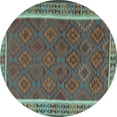 thumbnail image 1 of Ahgly Company Indoor Round Southwestern Light Blue Country Area Rugs, 4' Round, 1 of 4