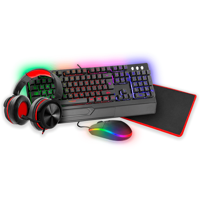 Set Gamer Teclado Mecánico,Audifonos,Mouse, Mousepad, Iluminacion RGB Sentry Profesional Diseño Ergonómico