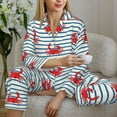thumbnail image 6 of Rocae Cute Red Crabs With Nautical for Pajamas for Women Set Lounge Sets Women's Long-Sleeved Pj Set -Large, 6 of 7