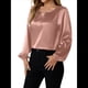 thumbnail image 2 of Camisa Informal de Satén de Larga para Mujer, Elegante Blusa de Trabajo, Atuendo Formal de Otoño para la Oficina Rosa S, 2 of 10