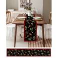 thumbnail image 3 of Table Runner Dresser Scarves 70 Inch Long, Farm Fruit Cherry and Leaves on Black Linen Dining Table Runners Retro Lines Pattern on Red Tabletop Scarf for Wedding Holiday Party Kitchen, 3 of 7