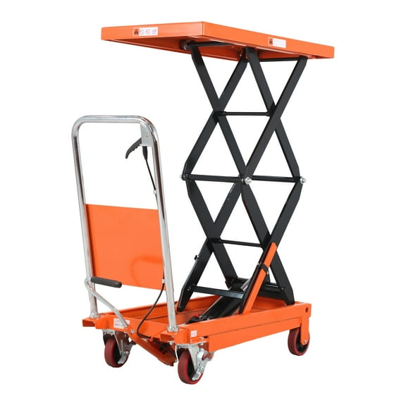 770lb Double Scissors Lift Table Manual Hydraulic Cart Truck 51.2" Lift