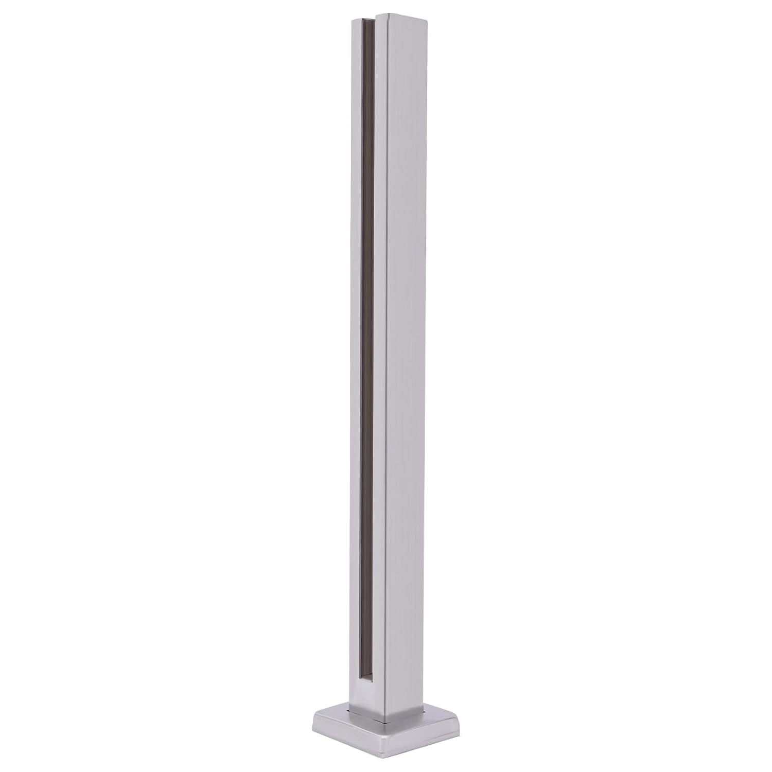 35.8in Silver Glass Railing Post, 304 Stainless Steel Glass Balustrade Post Square Pipe Railing Column w/Spigot Slots,Glass Guardrail Post for Steps, Decks, Cannot Add Handrail(End Post)
