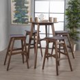 thumbnail image 2 of GDF Studio Hosk Dark Grey Fabric/ Natural Walnut Finish Circular 5 Piece Bar Height Dining Set, 2 of 8