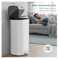 thumbnail image 3 of 8 Gallon / 30L Step Kitchen Trash Can W/Slow-Closing Lid & Handle, Oval Kitchen Garbage Can W/Removable Inner Bucket & Foot Pedal, Brushed Stainless Steel, for Home, Office (White), 3 of 5