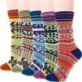 thumbnail image 3 of Calcetines gruesos de lana suave para mujer, medias gruesas y cálidas de estilo Retro Harajuku, informales, para la nieve, 5 pares, 3 of 4