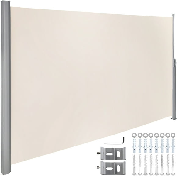 VEVOR Beige Retractable 71''x118'' Awning-Rugged Full Aluminum Rust-Proof; Patio Sunshine Screen; Privacy Divider; Wind Screen. Longer Service Life, Suitable for Courtyard, Roof Terraces and Pools