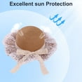 thumbnail image 4 of 53-54 cm hat circumference children's lace bow straw hat wavy brimmed beach hat summer sunscreen sun hat outdoor outing - Khaki, 4 of 5