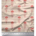 thumbnail image 1 of Soimoi Yellow Poly Georgette Fabric Stripe & Jellyfish Ocean Printed Fabric 1 Yard 52 Inch Wide, 1 of 3