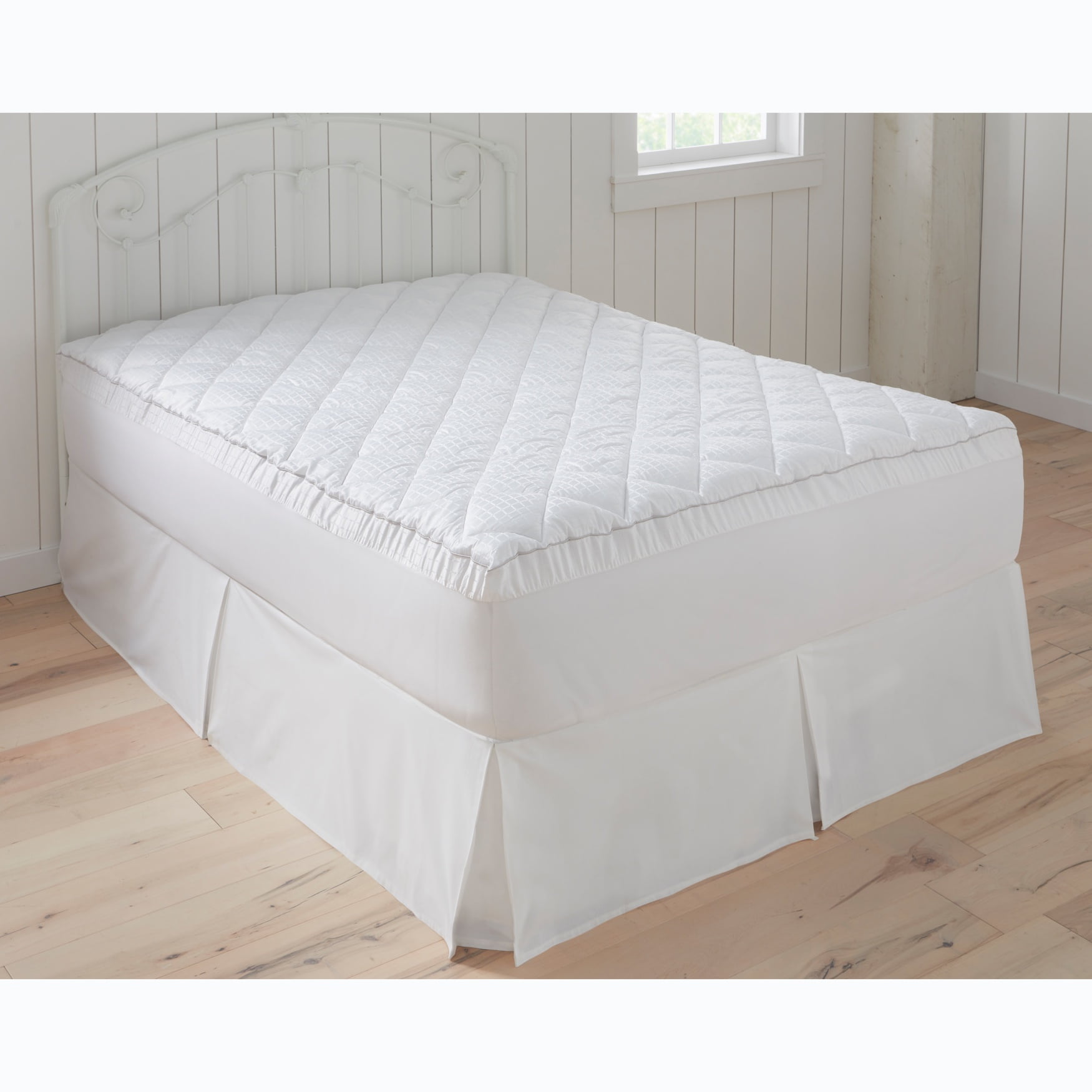 BrylaneHome Overfilled Mattress Pad Twin, White