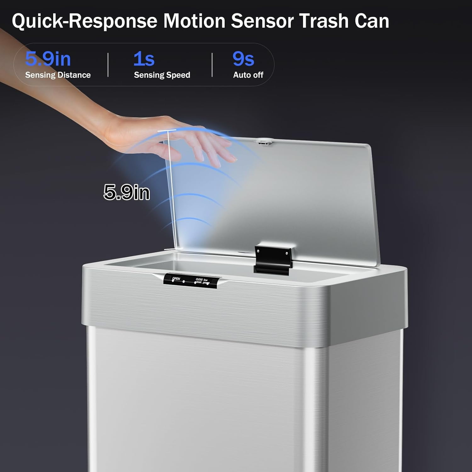 LAZY BUDDY 21.1 Gal Automatic Trash Can, Motion Sensor Garbage Can Stainless Steel Waste Bin with Soft Close Lid