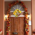 thumbnail image 5 of Zeeyh 18 Inch Fall Front Door Wreath with Sunflowers, Grains, Maple Leaves, Berries, and Orange Carnations, Harvest Door Wreath for Fall or Thanksgiving Decor,A, 5 of 8