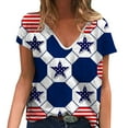 thumbnail image 1 of Moda para mujer Tops Printe Casual Loose Fit Camisetas Blusa Estampado con cuello en V Camisa Pompotops hkajfhjk466065, 1 of 5
