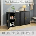 thumbnail image 5 of Metal Bathroom Wall Cabinet with Door and Adjustable Shelves, Buffet Sideboard Cabinets, Kitchen Hanging Cabinet, Floor Cupboard, Over The Toilet Storage Cabinets, Black Wall-Mounted Cabinet, 5 of 15