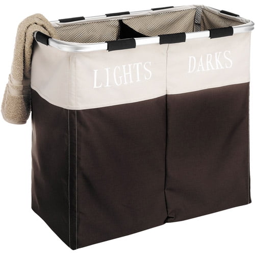 Whitmor Easycare® Fabric Two Compartment Laundry Hamper, Espresso - for Adult Use