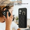 thumbnail image 5 of Back Case for Samsung Galaxy S24, Stylish Slim Fit Card Holder Kickstand Finger Ring Crossbody Strap, PU Leather + TPU Durable Shockproof Protective Phone Case Cover for Women Girls - Black, 5 of 9