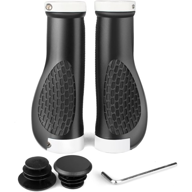 Puños ergonómicos para manillar de bicicleta, bloqueo de 2 lados, agarre antideslizante de goma TPR, puños de bicicleta para MTB/BMX/montaña/cuesta abajo/plegables/bicicletas urbanas/scooter blanco Sailing Electrónica