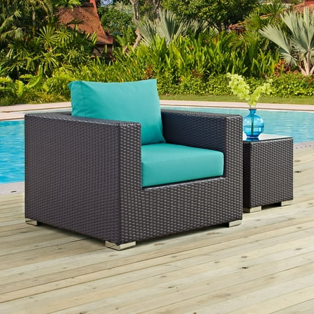 Modway Convene Outdoor Patio Armchair in Espresso Turquoise