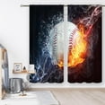 thumbnail image 3 of Baseball Curtains Sports Theme for Men 42W x 63L Inch Rod Pocket Ball in Fire Water Flame Lightening Boys Kids Bedroom Decor Art Printed Living Room Window Drapes Treatment Fabric 2 Panels, 3 of 4