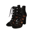 thumbnail image 5 of Women Cigar Chunky Heel Sandal - Caged Cut Out Block Heel - Lace Up Heel - Peep Toe Heel - GI34 By Wild Diva, 5 of 5