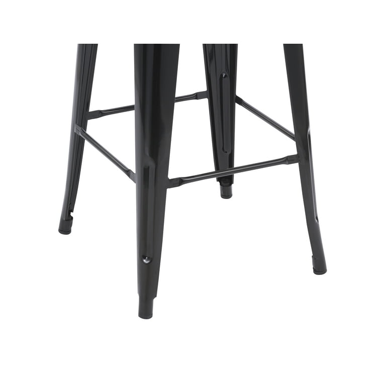 Howard 30inch Stackable Metal Barstool Set of 4 Black Color for Indoor and Outdoor