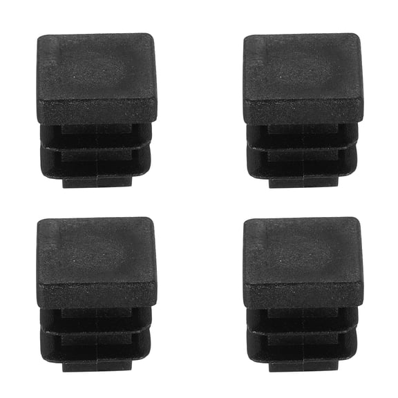 Uxcell 4 PCS 1/2"(13mm) Square Plastic Hole Plugs, Black Plastic Pipe Tubing End Caps for Furniture, Pipe Tubing, Table, Chair