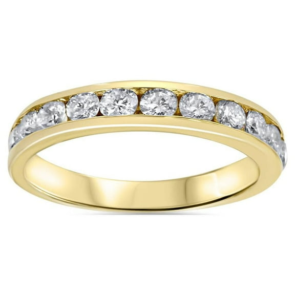 Pompeii3 1Ct Round Cut Channel Set Diamond Wedding Women's 14k Yellow Gold Ring (G/H,I1)