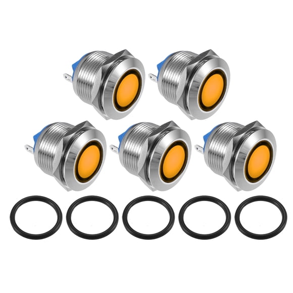 Unique Bargains 5pcs LED Indicator Light 19mm 232V AC Signal Warning Light for Car Truck Interior Yellow