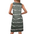 thumbnail image 2 of Vestido sin mangas a rayas, informal, suelto, con bolsillos laterales, vestido sencillo a rayas de verano con cuello redondo, 2 of 4