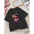 thumbnail image 1 of Halloween T-shirt - Pumpkin Witch & Cupcake Design, Soft Orange Tee for Boys & Girls, Halloween Party Outfit or Everyday Casual Wear - Easy-Care Round Neck Top, Halloween Clothes, 1 of 6