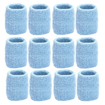 Unique Sports Athletic Performance Team Pack of 12 Wristbands (6 pair) - Light Blue