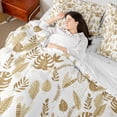 thumbnail image 4 of Homewish Tropical Leaves Bedding Comforter Set 7-Piece for Boys Girls,Brown White King Bedding Sets,Botanical Theme Ultra Soft Bed Sheets,Lightweight Room Decor,Reversible, 4 of 8