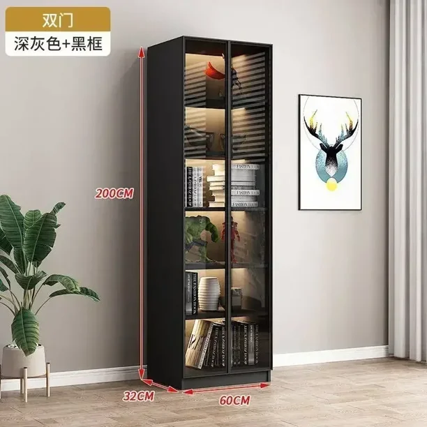 Estantería moderna a prueba de polvo con vitrina con puerta de vidrio, estantería integrada personalizada de lujo para el hogar y la sala de estar