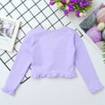thumbnail image 4 of JanJean Kids Girls Basic Ballet Dance Gymnastics Performance Cardigan Top Warm-up Shrug Sweaters Light Purple 110, 4 of 7