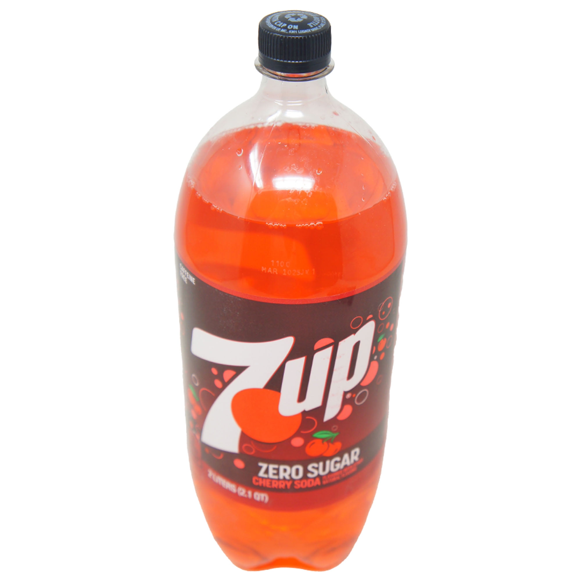 7UP Caffeine Free Zero Sugar Cherry Soda Pop, 2 L, Bottle (2 Pack)