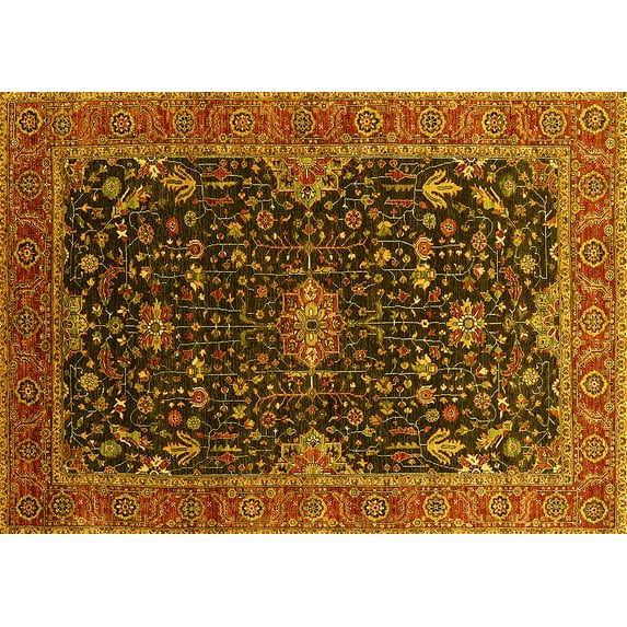 Ahgly Company Indoor Rectangle Oriental Yellow Traditional Area Rugs, 6' x 9'