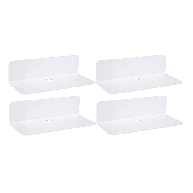 Rack de Pared Flotante de Acrílico Sin Daños para Inteligente 4 piezas blanco