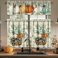 thumbnail image 4 of Fall Thanksgiving Kitchen Curtains Valances and Tiers 3 Piece Set,Eucalyptus Buffalo Plaid Pumpkin Farmhouse Rod Pocket Kitchen Cafe Curtain over Sink Window for Autumn Decor 36 Inch (Multi Color), 4 of 6
