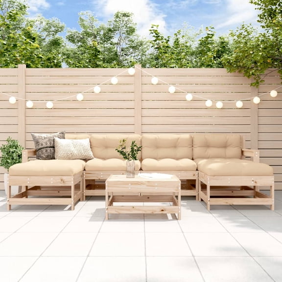 vidaXL 7 Piece Patio Lounge Set with Cushions Solid Wood