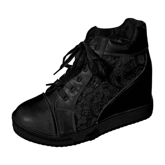 Womens Tennis Shoes Casual Sneakers Fashion Sneakers Lace Up Casual Shoes with Hollow Out Design and Hidden Height Increase Sole