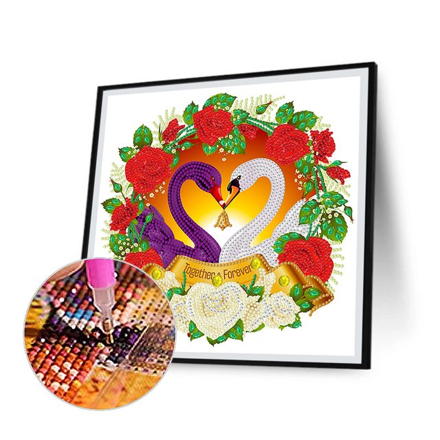 Cuadros Decorativos Mandarín Patos Cisnes Diamante Pintura DIY Taladro parcial en forma especial (YXC344) Tmvgtek embutido en tela