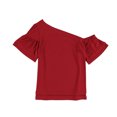 thumbnail image 1 of bar III Womens Tiered One Shoulder Blouse, Red, Medium, 1 of 2