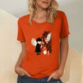 thumbnail image 2 of Dadaria Hauts Femme Chemise Orange Manches Courtes T-Shirt Col Rond Été Chandail Blouses m, 2 of 5
