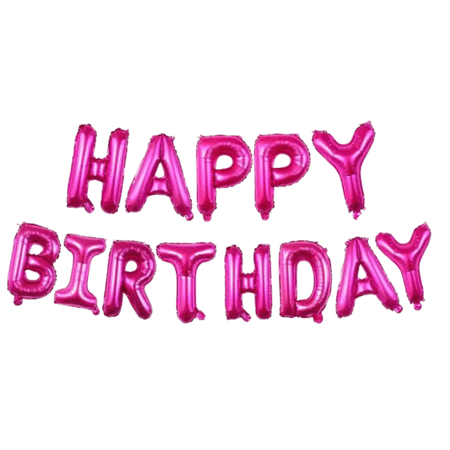 Kit de globos metálicos con letras Happy Birthday color Purpura