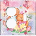 thumbnail image 2 of Metal Light Switch Wall Plate Outlet Cover (2 Teddy Bears Reading Flower Hearts Pink - Single Duplex Single Toggle), 2 of 2
