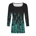 thumbnail image 7 of LEBONYARD Women's Fashion Square Neck Multi-Printing Tops Casual 3/4 Sleeved Soft Breathable Blouse Chic Solid Comfortable Fit Loose Fit Ladies Tops, 7 of 7