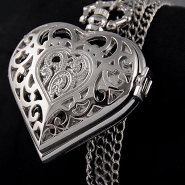 TopLLC Montre de Poche Femme Pendentif Collier en Forme de Cœur